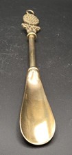 Vintage Brass Shoehorn With Embossed Handle - Made In Italy - 10 Inches Long