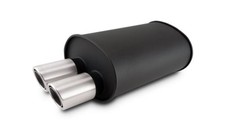 Vibrant STREETPOWER Blk Oval Muffler w/Dual Offset Tip 3in Inlet ID 3in Tip OD 9