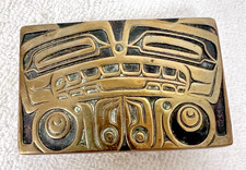 Older Solid Brass Metal Native American Design Belt Buckle Men's or Woman's