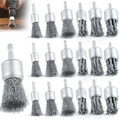 18 Pack Wire Wheel Brush for Drill, Sizes 0.8'' 1'' 1.2'', 1/4 Inch Shank Knotte...