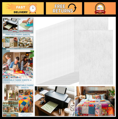 30 Sheets Printable Fabric 8.5x11'' Fusible Inkjet Quilt Label Sheets for Sewing