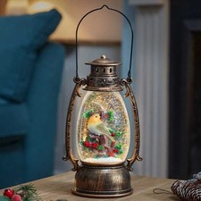 Christmas LED Lantern Snow Globe Light Up Xmas Decoration Robin Home Large