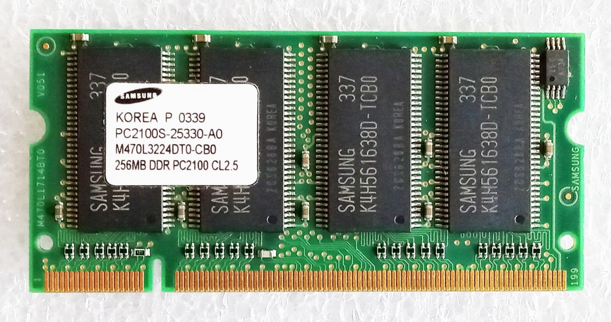 Samsung 256MB DDR SODIMM Memory RAM, 266MHz, PC2100S | eBay