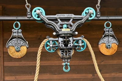 #ad Antique Vintage Myers Cloverleaf Hay Trolley Pulleys Cast Iron Farm Barn Tool $495.00