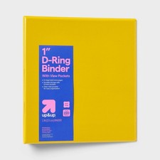 12-Pack Yellow 1-Inch Clear View 3-Ring Binders   up up, 220-Sheet Capacity