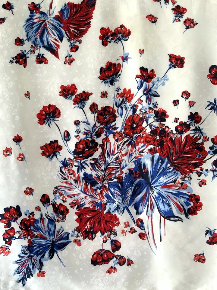 ROSA PARK Blanco Floral Seda Mujer Bufanda HECHO EN PAVO 35"/36" EX CON Foto 2 de 4