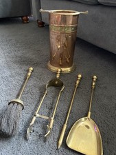 Brass Fireplace Companion Set Vintage, Fireside Hanging Tools