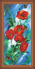 Bead Embroidery Kit "Poppy dawn" Stitching Handmade Beadwork