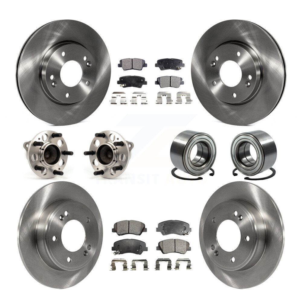 Front Rear Hub Bearing Brake Rotor & Pad Kit 10Pc Hyundai Elantra GT Kia