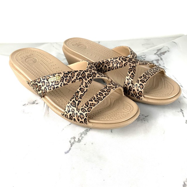 croc sandals leopard print