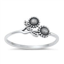 Sunflower Nature Fashion Ring .925 Sterling Silver NEW Size 4 to 10 NEW