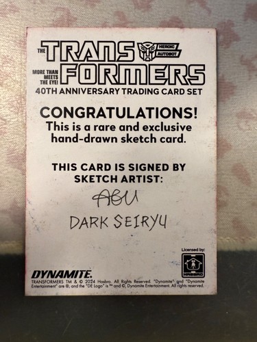 2024 Dynamite Transformers 40th Anniversary Dark Seiryu Sketch Topspin - Picture 2 of 2
