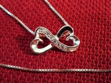 Lovely sterling silver 18" Italy 925 necklace  hearts pendant "Daughter", 3g VG