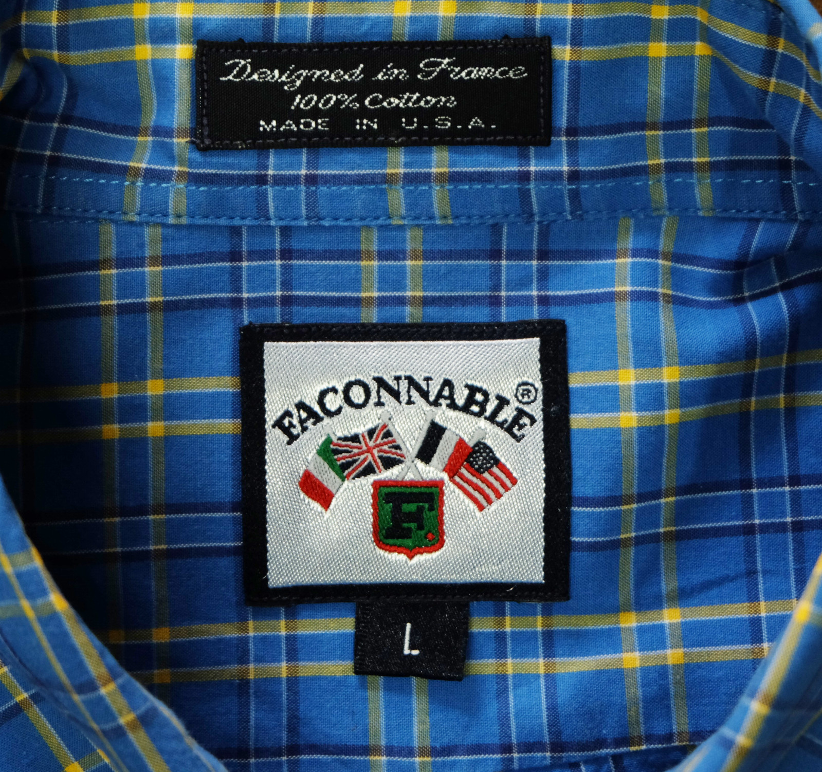 Faconnable Button Down Blue Check Cotton Men Shir… - image 4