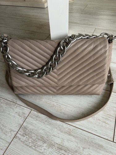 LES VISIONNAIRES Tasche Schultertasche Kette + Riemen * taupe/beige * wie neu