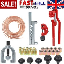 Brake Line Pipe Repair Kit 3/16" 25FT Copper Pipe Flaring Tool+Nuts Fittings