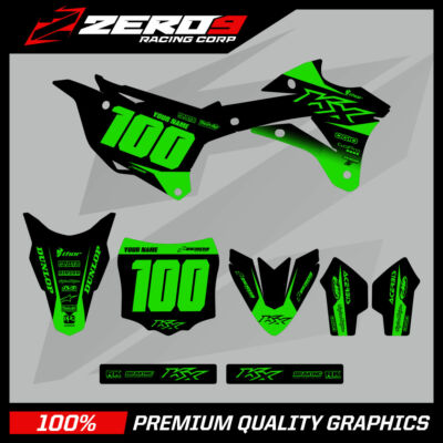 Custom MX Grafik Kit Motocross: Kawasaki KX 85 1998 - 2021 - BLOCK BLK/GRN