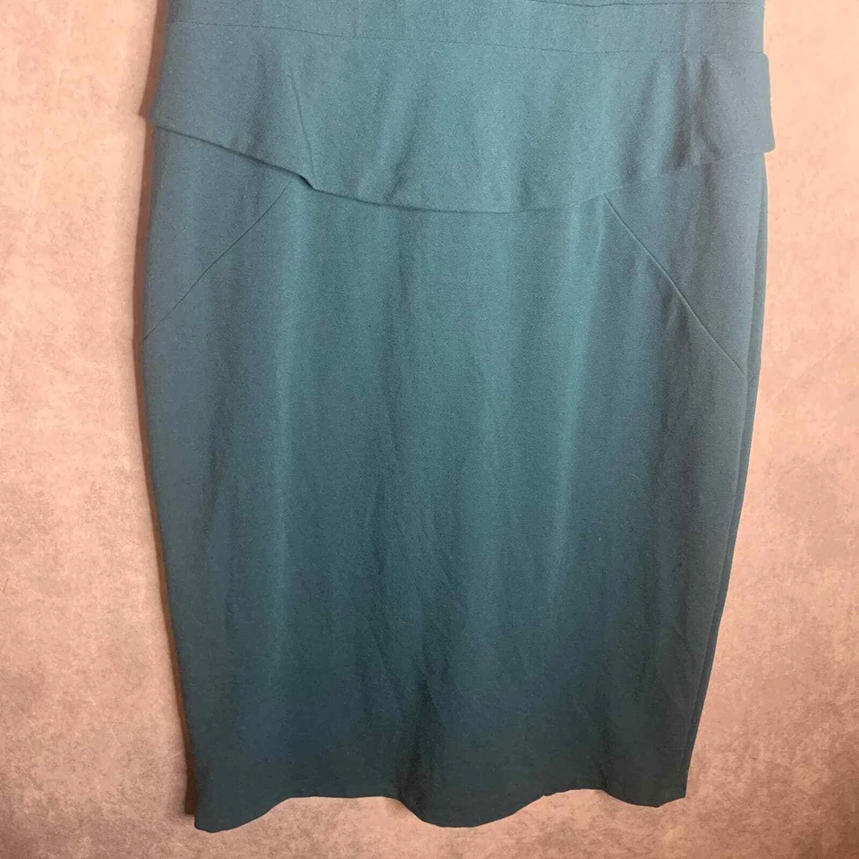 Classiques Entier Womens Dress Size 14 Green Peplum Sheath Short Sleeves Lined - Image 3 of 4