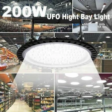 Super Bright Warehouse LED 200W UFO High Bay Lights Factory Shop GYM Lamp 6500K