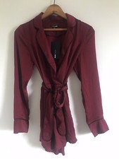 Fashion Nova New with Tags Formal Silky Robe-like Red Burgundy Romper XS NWT