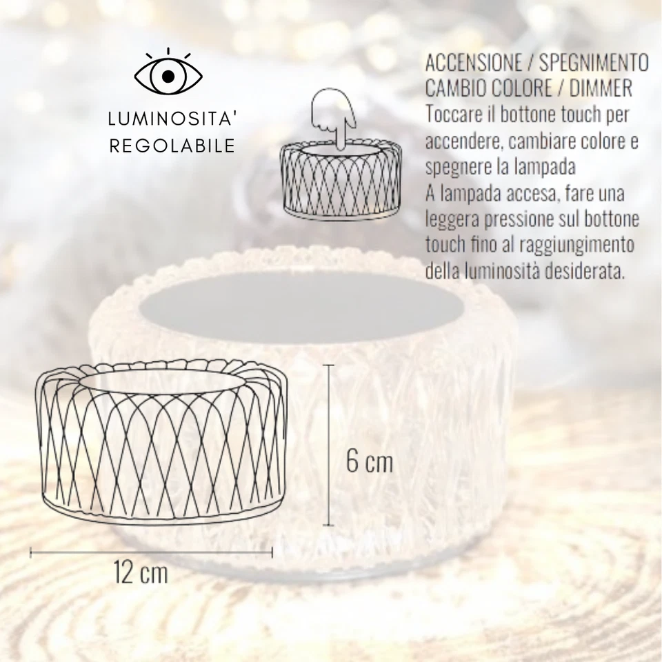 LAMPADA DA TAVOLO LED TOUCH RICARICABILE USB LUCE DIMMERABILE BAR PUB RISTORANTI - Immagine 2 di 4