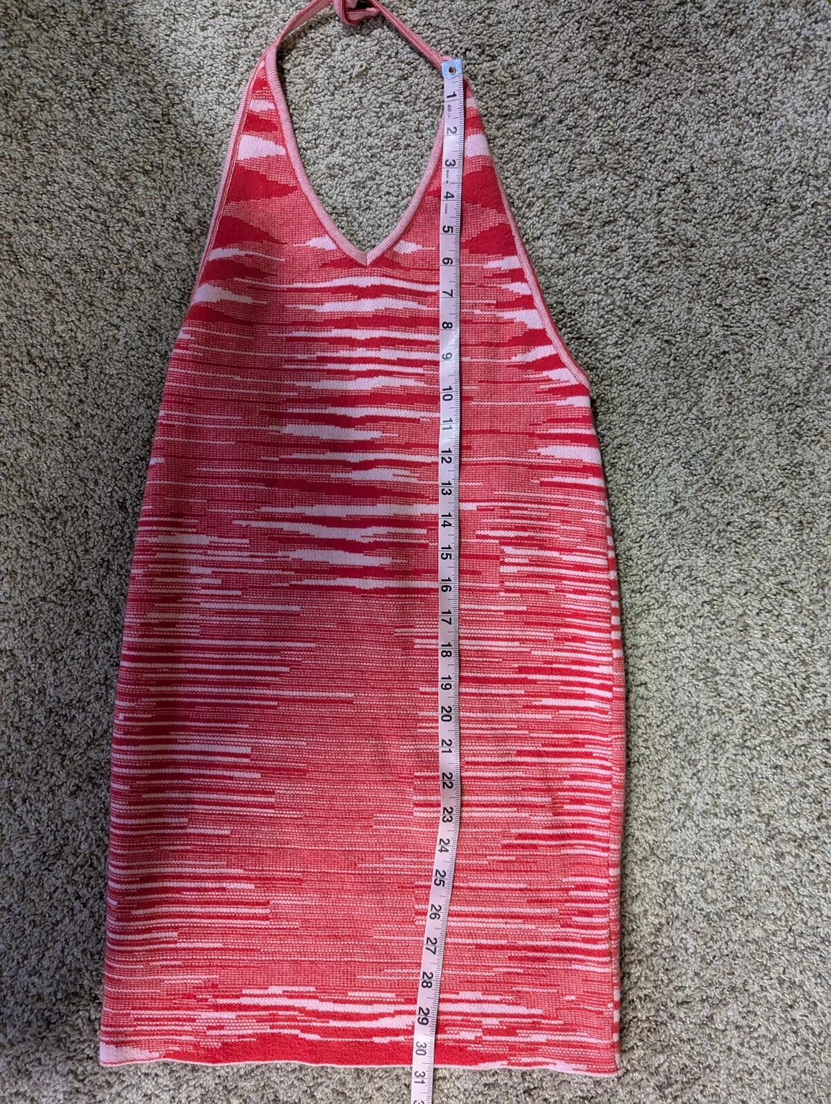 VALENTINO Mini abito donna rosso e rosa cravatta scollo aperto schiena maglia bodycon taglia small