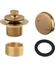 Artiwell Lift Turn Tub Trim Set with Two-Hole Overflow Faceplate, All Brass