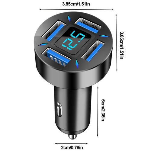 4 Ports Car Charger LED Digital Display Fast Charging Phone Adapter (Style 1) - Zdjęcie 5 z 7