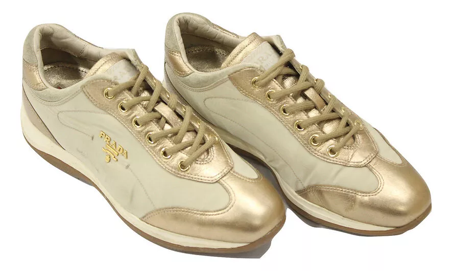 Prada shoes gold sale