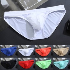 Mens Ice Silk Briefs Seamless Underwear Bulge Pouch Underpants Knickers Panties