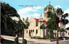 Tarjeta postal conmemorativa de la Iglesia Presbiteriana de San Agustín Florida Palmera Flagler