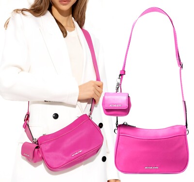 Michael Kors Bag Shoulder Bag Jet Set MD TZ Pouch Xbody with Strap Cerise new