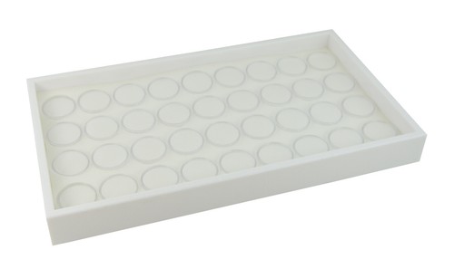 White Stackable 1.5 Inch Deep Plastic Presentation Tray w/ Choice of Display Pad - Picture 5 of 27
