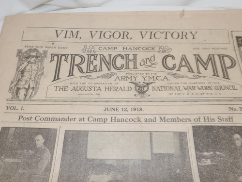 Antike Camp Hancock Georgia GRABEN UND LAGER Zeitung - Ausgabe vom 12. Juni 1918