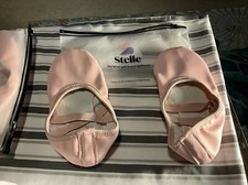 Stelle Girl Ballet Shoes Pink Leather Cloth Lined Cushioned Toe Area SZ 12ML NEW
