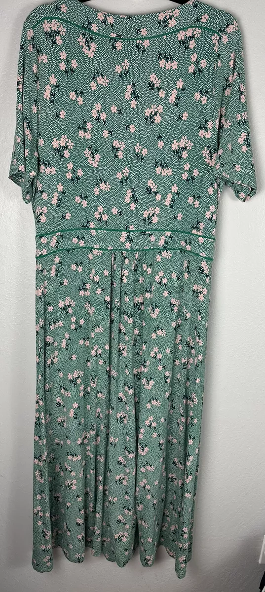 Maillot Boden Ava vert floral robe midi modeste taille 18 LONGUE