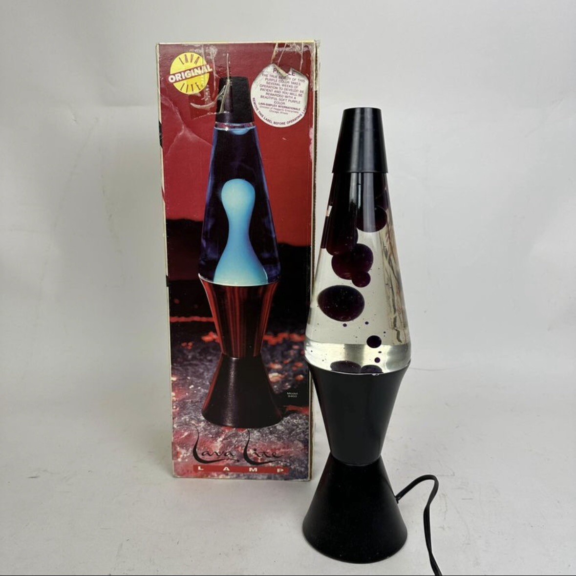 LAVA lite アンティーク家電　ラバライト　90年代　　ラバランプ Vintage Lava Lite Lamp Purple Lava Black Base 80s 90s with