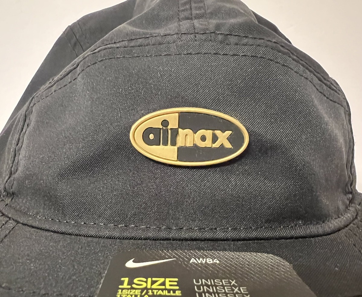 Nike Air Max AW84 Adjustable Cap Black/Gold 5 Panel Hat Nike Air Max AW84 Adjustable Cap Black/Gold 5 Panel Hat