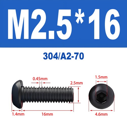 Schwarze Innensechskant Linsenkopfschrauben A2 V2A Edelstahl ISO 7380 M2 - M10 - Bild 20 von 121