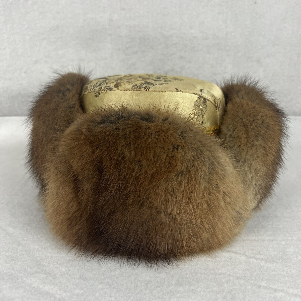 Tibetan sheared fur hat Active TIBETAN TREASURE hat *ANTIQUE, HANDMADE, GENUINE FUR, SILK  main image 2