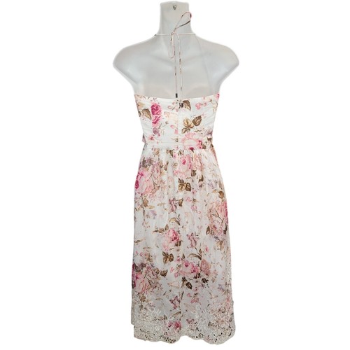 Zimmerman Fab Eden Dress Cream Floral size 0 Strappy Cut-Out Embroidered Midi - Picture 4 of 15