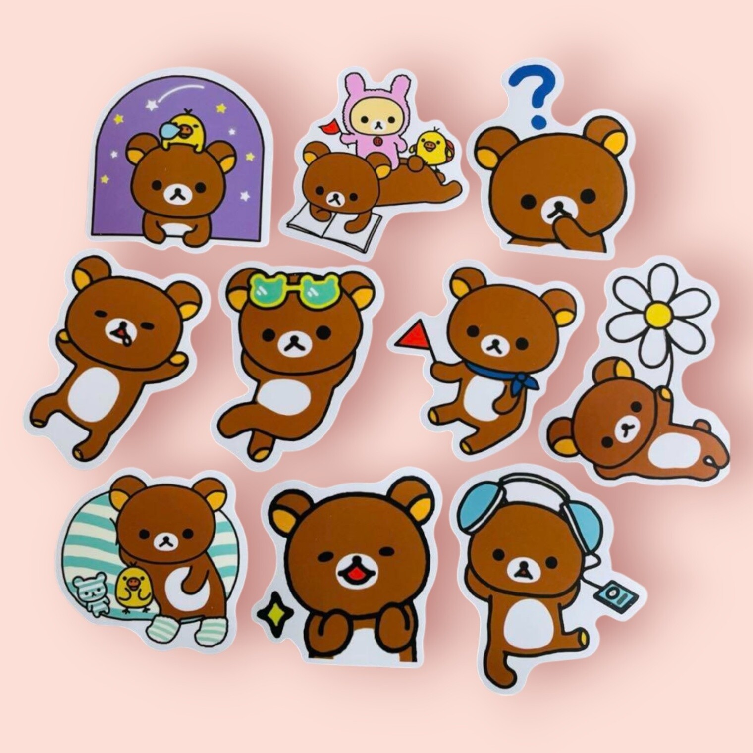 Rilakkuma Stickers Set of 10 Paper 5-6cm Cute Character New
