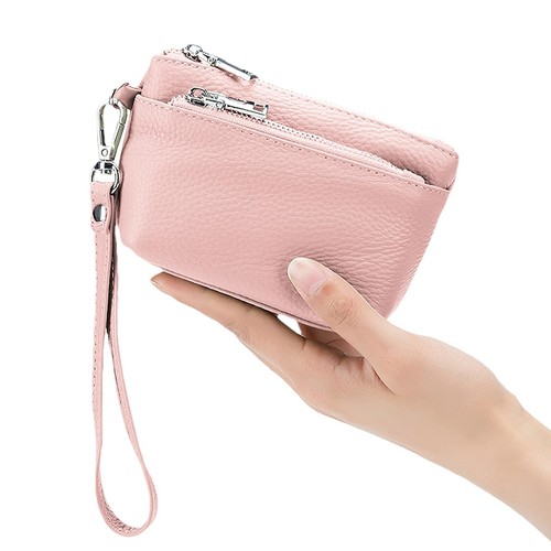Soft Real Leather Coin Purse for Women Wristlet Mini Pouch Wallet w/ Strap Gifts - Picture 19 of 42