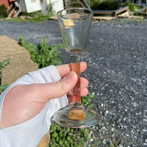 Antique English 1740s Free Blown Lead Glass Plain Straight Stem FOLDED FOOT Wine - Picture 6 of 13