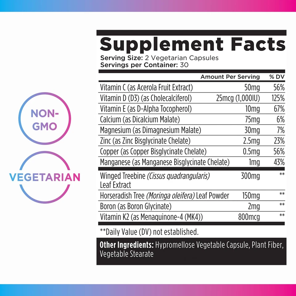 Calcium Supplement, Bone Health Support, 60 Vegetarian Capsules - Image 3 of 4