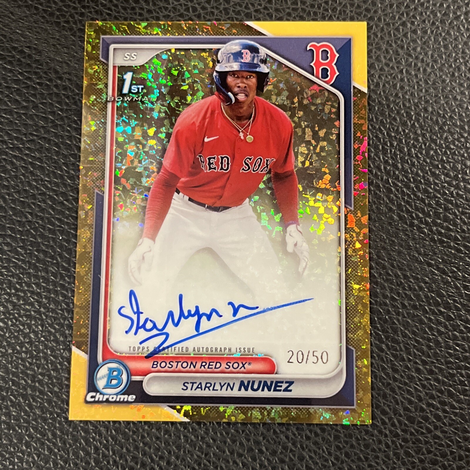 2024 Bowman Chrome Baseball Starlyn Nunez 1st Chrome Gold Mini Diamonds Auto /50
