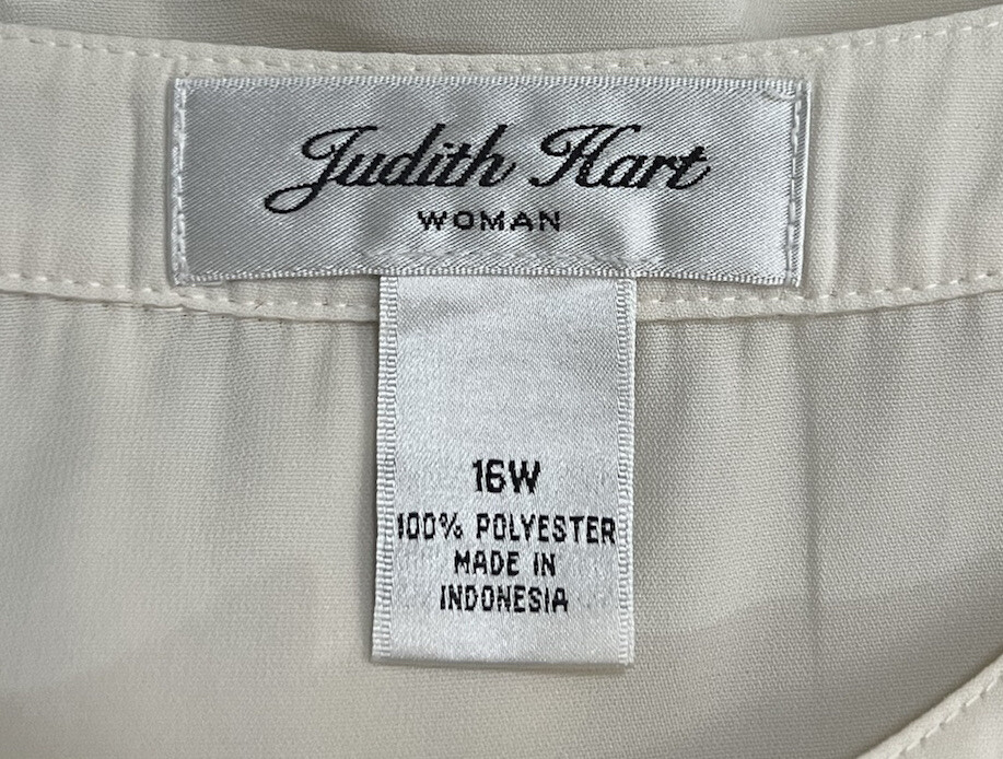 JUDITH HART WOMEN’S CREAM EMBELLISHED LONG SLEEVE BLOUSE TOP SIZE 16W