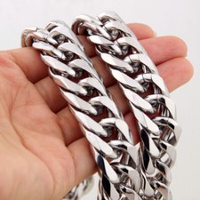 Strong Men's Silver 316L Stainless Steel Cuban Link Chain Necklace or Bracelet