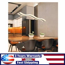 Remote LED Pendant Light Dimmable Linear wave Chandelier For Dining Room Kitchen