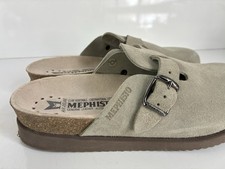 Sandalias Mephisto Mujer Halina Gamuza Caqui Claro 40 (US-10) Zueco Deslizable Air-Relax